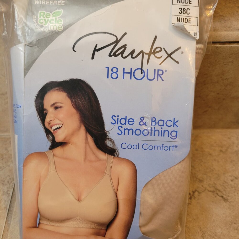 Playtex 18 Hour Side & Back Smoothing Bra Size 38C Nude